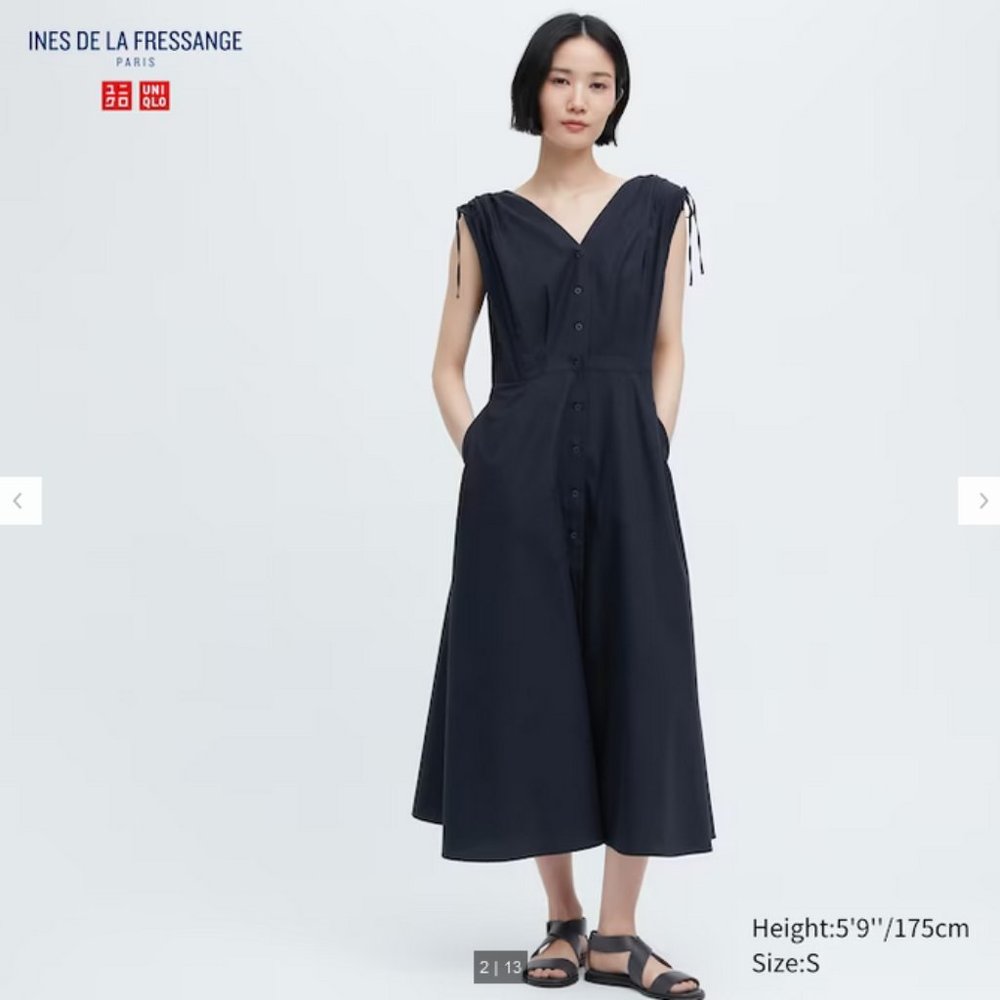 NWT Ines de la Fressange x Uniqlo navy midi dress